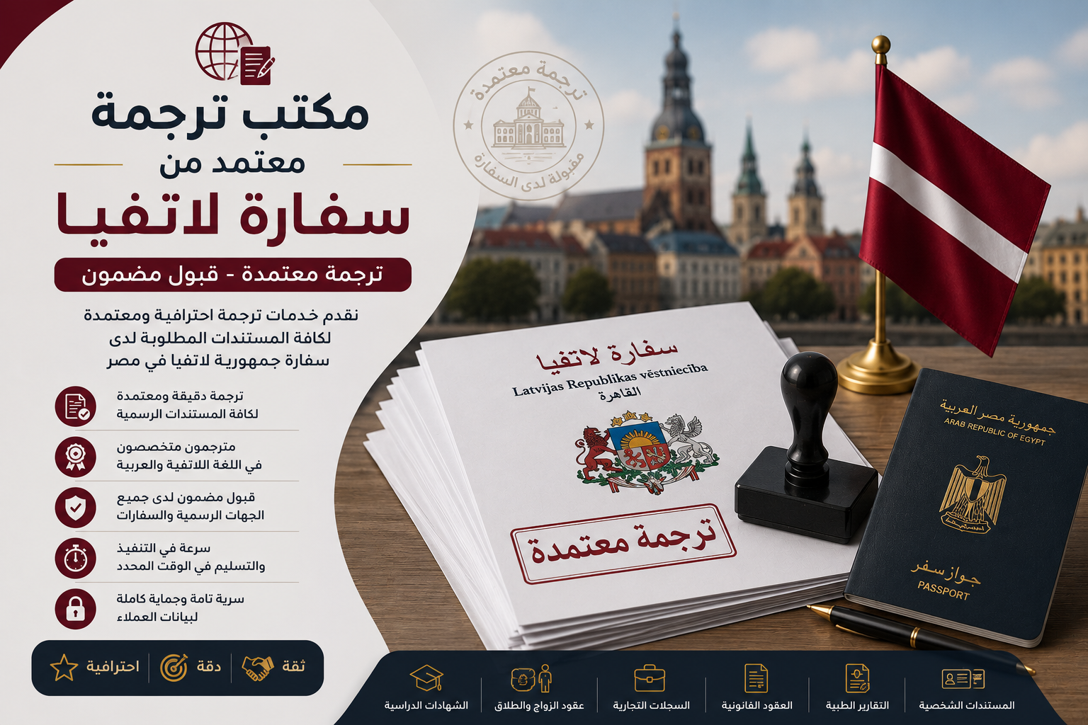 مكتب ترجمة معتمد من سفارة لاتفيا