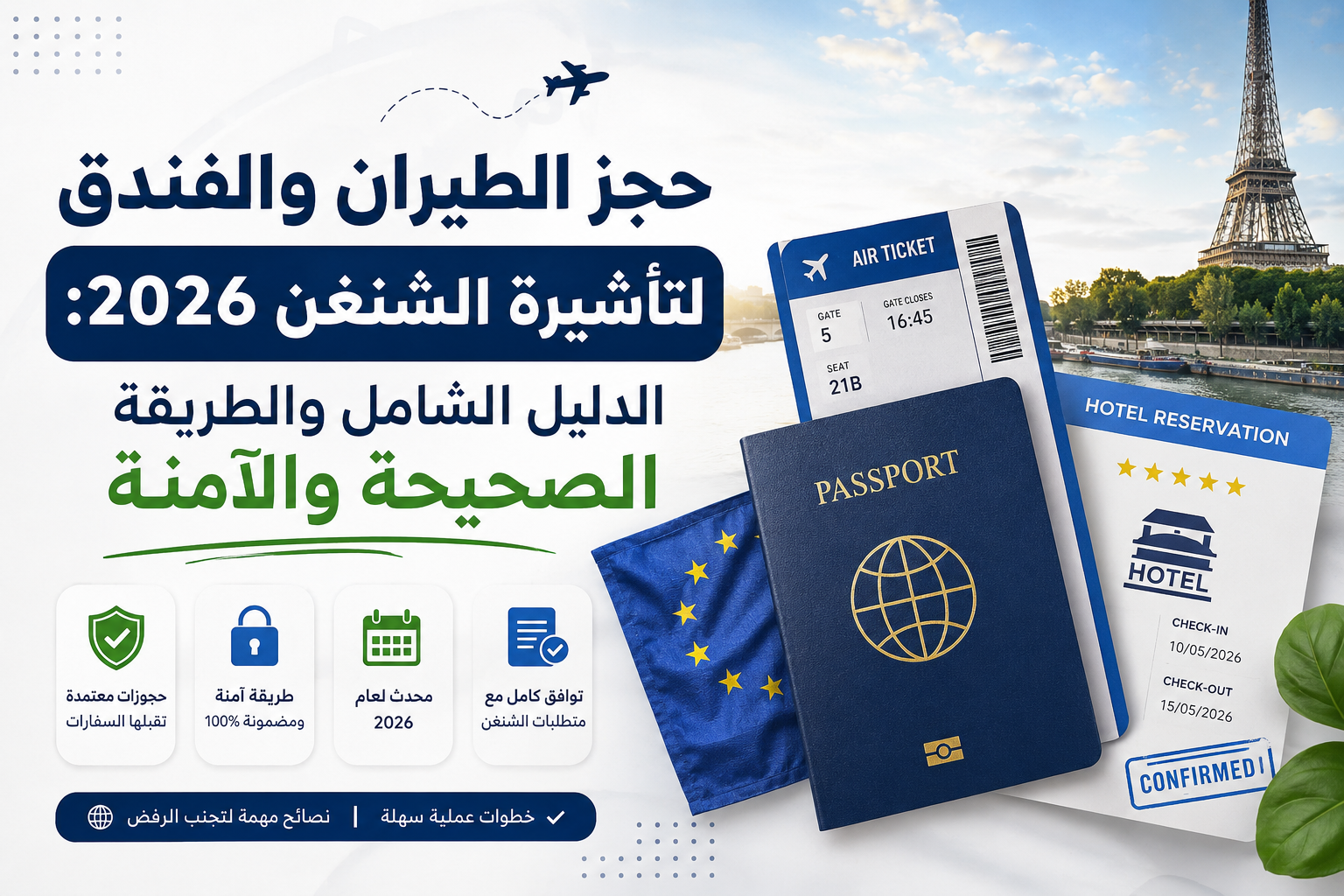 حجز الطيران والفندق لتأشيرة الشنغن